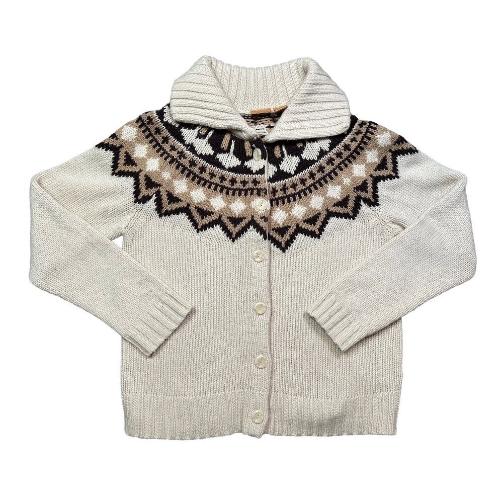 NorthCrest Wool Blend Nordic Fair Isle Brown Cottagecore Wool Mix Sweater Large